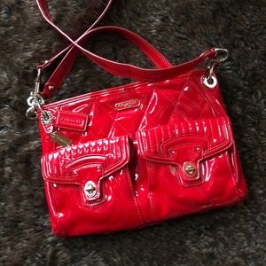Coach patent red leather satchel crossbody